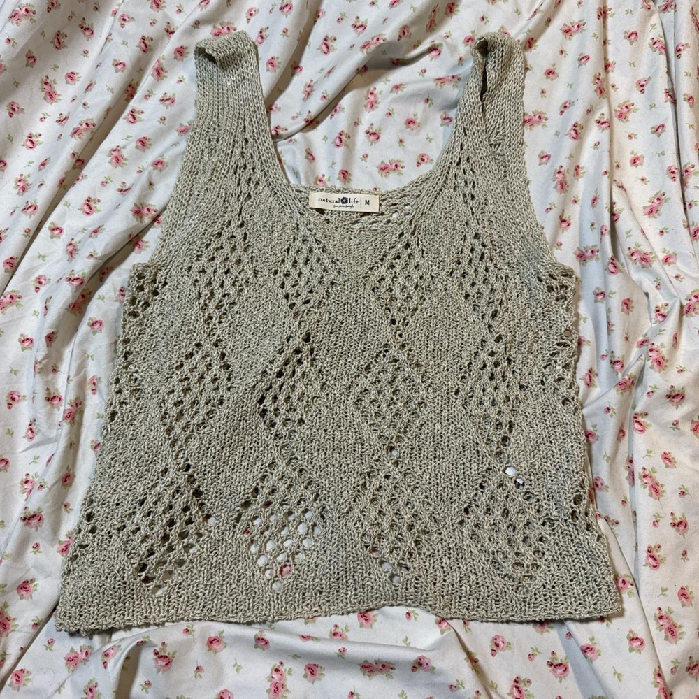 Natural Life Women's Beige Knit Tank Top Size Medium